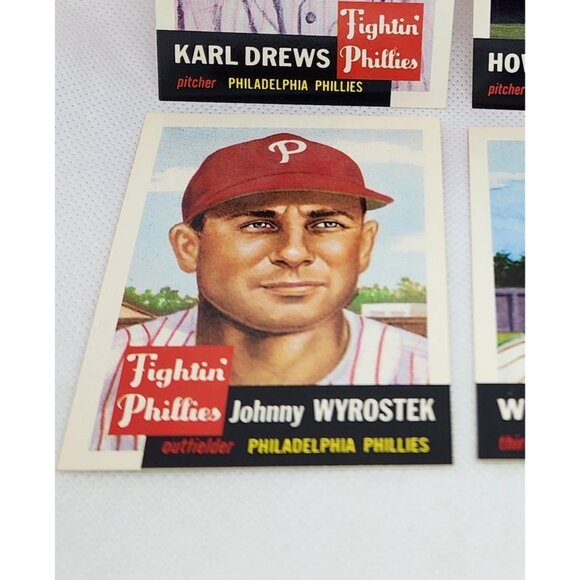 4 Philadelphia Phillies 1953 Topps Vintage Reprint Baseball Card Bundle Mint - Picture 4 of 10